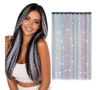 TESS Extension Capelli Colorati con Clip 10 Ciocche Lunghe 55cm (80g) per Halloween Natale Cosplay Party Feste - Misto Brillante