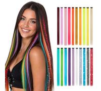 TESS Extension Capelli Colorati con Clip 20 Ciocche Multi Colori Vivaci 55cm (160g) per Halloween Natale Cosplay Party Feste