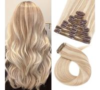 TESS Extension Capelli Veri Clip #18P613 Biondo oro/Blonde 8 Fasce Singole Testa Piena Clip in Remy Human Hair Naturali 60cm 170g