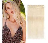 TESS Extension Capelli Veri Clip Biondo 30 cm, Extension Clip Capelli Veri Fascia Unica 5 Clips Extension Capelli Clip 40 g #60 bianco biondo Extension Capelli