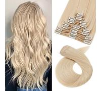 TESS Extension Clip Capelli Veri Biondo Chiaro Extension Capelli Veri Con Clip 55 cm Capelli Extension Clip Capelli Veri Voluminose Remy Human Hair Lisci Naturali 8 Pezzi