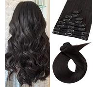TESS Extension Clip Capelli Veri Nero Naturale Extension Capelli Veri Con Clip 30 cm Clip in Extension Clip Capelli Veri Remy Human Hair Lisci Naturali Double Weft