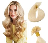 TESS Extension con Cheratina Capelli Veri 25 Ciocche 25g #613 Biondo Chiaro, 100% Human Hair Naturali Bonding Extensions 40cm