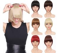 TESS Frangia Finta con 2 Clip Frontali, Ombre biondo chiaro Frangetta Finta 30g Frangia Clip Capelli Posticci per Donna, Neat Bangs