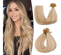 TESS Spazzare Extension Capelli Veri Cheratina 55cm, Extension Capelli Veri #12/613 Castano Chiaro/Biondo Luminoso 100% Capelli Remy 100pcs Extension Cheratina Capelli Veri 100g