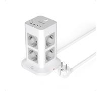 TESSAN 12 in 1 Torretta Multipresa Salvaspazio, Ciabatta Multipresa Protezione Sovratensione 1700J, Ciabatta Elettrica con 8 AC e 4 USB, Presa Multipla con Interruttore e 2M Prolunga Elettrica, 3600W