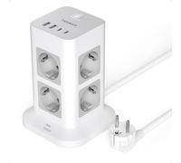 TESSAN 12 in 1 Torretta Multipresa Salvaspazio, Ciabatta Multipresa Protezione Sovratensione 1700J, Ciabatta Elettrica con 8 AC e 4 USB, Presa Multipla con Interruttore e 2M Prolunga Elettrica, 3600W