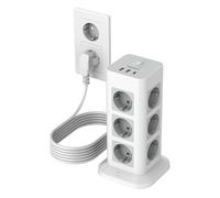 TESSAN 12 Prese Ciabatta Multipresa con USB, Multipresa Elettrica con Cavo 5M, Torretta Presa con USB C, Ciabatta Elettrica con Protezione Sovratensione