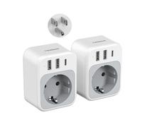 TESSAN 2 Pack Adattatore Presa Americana, 4 in 1 Presa USA con USB C e 2 USB A, Spina Americana 1875 W, per USA Thailandia Canada