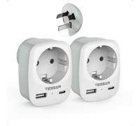 TESSAN 2 Pack Adattatore Presa Australia, Adattatore Presa Universale da Viaggio con 2 USB, per Australia Cina Nuova Zelanda Argentina