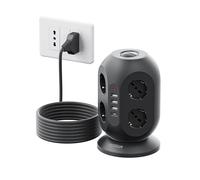 TESSAN 20W Ciabatta Multipresa 8 Schuko e USB, Multipresa con Interruttore