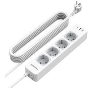 TESSAN 7 in 1 Ciabatta Multipresa 4 Prese Tipo F con 3 USB, Ciabatta Elettrica con interruttore e Prolunga Elettrica 5 Metri, Presa Multipla 2500W