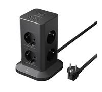 TESSAN 8 Prese Ciabatta Multipresa con USB, Ciabatta Elettrica con Cavo 2M, Torretta Multipresa con Protezione Sovratensione 1700J, Adattatore Prese Elettriche per Casa, Ufficio, Nero