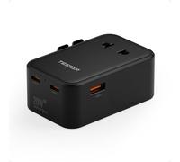 TESSAN Adattatore da viaggio universale PD da 20 W, adattatore da viaggio universale con 2 USB C e 1 USB A, adattatore da viaggio in tutto il mondo, adatto per Germania, USA Inghilterra, nero