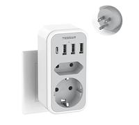 TESSAN Adattatore Presa Americana, Adattatore USA con 2 Tipo F e 3 USB e 1 USB C, Tipo B Prese Americanaper per Messico, Canada, Thailandia
