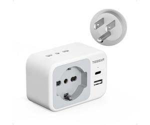TESSAN Adattatore Presa Americana con USB C 2 prese IT 1 Schuko Tipo B Presa USA