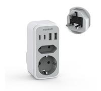 TESSAN Adattatore Presa Inglese a Spina Italiana, 6 in 1 con 2 USB C e 2 USB A, Spina Inglese, Caricatore Adattatore UK, Tipo G per Inghilterra Irlanda Malta