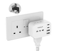 TESSAN Adattatore Presa Inglese con 2 USB C e 2 USB A, 7 in 1 Adattatori Prese Inglesi, Adattatore Spina Inglese 3250 W, Presa Tipo G per Regno Unito, Irlanda, Scozia, Singapore, Dubai, Malta