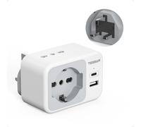 TESSAN Adattatore Presa Inglese con USB C e USB A 5 in 1 Adattatori Prese