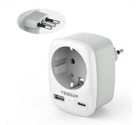 TESSAN Adattatore Presa Italiana, Adattatori Schuko Italiana con 1 USB C e 1 USB A, Tipo L, Adattatore per Presa Italia Compatibile con Cile, Roma, Uruguay, Etiopia, Firenze, Venezia
