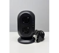 TESSAN Ciabatta Multipresa 8 Schuko con 4 USB, Torretta Multipresa con Interruttore e Prolunga Elettrica 2 Metri, 20W Ricarica rapida per Phone, Pad, Adattatore Itailne per Ufficio, Casa, Nero