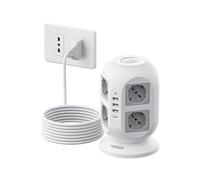 TESSAN Ciabatta Multipresa 8 Schuko e 4 USB, Prolunga 5M e Interruttore