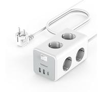 TESSAN Ciabatta Multipresa con 3 USB e 6 Prese Tipo F, 9 in 1 Ciabatta Elettrica con Interruttore e Prolunga Elettrica 3 Metri, Multipresa da Scrivania per Casa e Ufficio