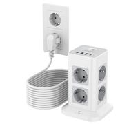 TESSAN Ciabatta Multipresa con 4 USB, Multi presa Elettrica 10 Metri, Presa Protezione Sovratensione con Interruttore
