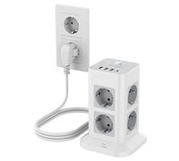 TESSAN Ciabatta Multipresa con 4 USB, Multi presa Elettrica 3 Metri, Presa Protezione Sovratensione con Interruttore
