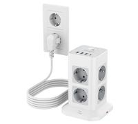 TESSAN Ciabatta Multipresa con 4 USB, Multi presa Elettrica 5 Metri, Presa Protezione Sovratensione con Interruttore