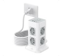 TESSAN Ciabatta Multipresa con USB 20W, Ciabatta Elettrica con 8 Prese IT, Torretta Multipresa Protezione Sovratensione con Interruttore e Prolunga Elettrica 5 Metri, 3680W Presa Multipla, Girgio