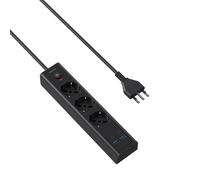 TESSAN Ciabatta Multipresa con USB, 7 in 1 Ciabatta Elettrica Multipresa con 3 Prese Schuko e 4 USB, 4000W Prolunga Elettrica 2 Metri con 1 Interruttore, Presa Multipla Salvaspazio Nera
