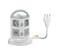 TESSAN Ciabatta Multipresa con USB C, Ciabatta Elettrica con Prolunga Retrattile 2M, Torretta Multipresa da Scrivania con 2 Interruttori Indipendenti, 6 Prese Schuko, Girgio