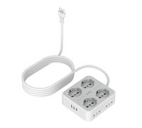 TESSAN Ciabatta Multipresa con USB C, Multipresa Elettrica con 4 Spina Schuko e 4 Bivalenti 10A/16A, 3680W Adattatore Presa Multipla con Interruttore e Prolunga Elettrica 5 Metri, per Casa, Ufficio