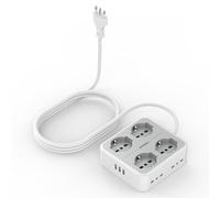 TESSAN Ciabatta Multipresa con USB, Presa Multipla con 4 Schuko e 4 Bivalenti 10A/16A, Multipresa Elettrica con Interruttore e 3 USB A, Ciabatta Elettriche 3680W con Prolunga Elettrica 3M, Grigio