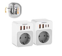 TESSAN Confezione da 2 Adattatore Presa Inglese, 5 in 1 Adattatore UK da Viaggio, Compatto e Pieghevole Spina Inglese USB C 20W, per Irlanda Londra Malta Dubai Zanzibar Presa Elettrica Tipo G