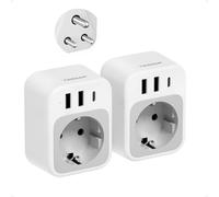 TESSAN Confezione da 2 Adattatore Sri Lanka con 1 USB C 2 USB A, Adattatore Presa India Nepal, 2500 W Presa Universale da Viaggio India, Tipo D per Nepal, Maldive, Pakistan, Bangladesh, Bhutan, Yemen