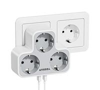 TESSAN Ladron - Prese piatte moderne, tripla presa multipla con 2 USB A, 5 in 1 ladro, multipresa da parete, multipla 3600 W per cucina, casa, caricatore multiplo compatibile con telefono, grigio