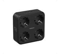 TESSAN Multipla Parete, 7 in 1 con 4 Prese Schuko e 3 Porte USB C, Interruttore di Sicurezza 3600W Caricatore, Multiplo da Parete per Ufficio Cucina, Nero