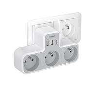 TESSAN Multipresa da Muro a 3 Prese e 1 USB con 2 USB C, Caricabatterie USB, Multipresa 6 in 1 con Presa per Casa e Ufficio Compatibile con Telefono e Laptop