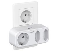 TESSAN Multiprise Murale USB, 5 en 1 Multiprise avec 2 USB et 3 prises AC, Prise Multiple Electrique 3600W Max, Prise Murale pour Maison Cuisine Bureau, Compatible Mobiles et Portables, Blanc