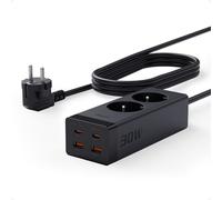 TESSAN PD 30W Ciabatta Multipresa con USB C, Ricarica Rapida GaN, Prolunga Elettrica 5 Metri, Multipresa Salvaspazio con 2 Prese e 4 USB, 3600W, Protezione Sovratensione per Ufficio, Nero