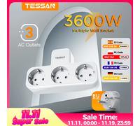 TESSAN Presa a muro multipla con 3 prese CA Porte di ricarica Presa UE Multipresa a muro con protezione da sovraccarico 3fach Stecker Eu