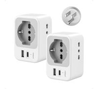 TESSAN Presa Americana Adattatore Italiana Pack de 2 con USB C, Tipo B