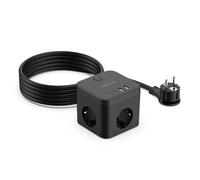 TESSAN Presa Multipla con Prolunga Elettrica 5 Metri, Ciabatta Multipresa con USB C PD 20W Ricarica Rapida, 3 AC Ciabatta Elettrica Cubo con 4 USB e Interruttore, Multipresa Salvaspazio, Nero, 3680W