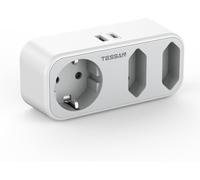 TESSAN Presa Multipla con USB C, Presa Salvaspazio con 3 Prese Europea Tipo F e 2 Porte USB, Adattatore Multipresa per Caricare Laptop Phone, Grigio