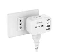 TESSAN Presa Multipla Salvaspazio da 13A Multipresa con 4 Porte USB 7 in 1