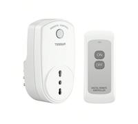 TESSAN Presa Telecomandata con Telecomando, Presa di Corrente Radiocomandata con portata di 25 metri, Presa Wireless Italiana 10A, Presa per Telecomando Wireless PreProgrammato Adatto Interno