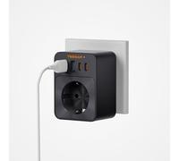 TESSAN Presa USB 30W, Spina Multipla per Presa, Adattatore 3600W con 4 USB, Caricabatteria Spina per Telefono ed Elettrodomestici, Adattatore Multipresa, Nero