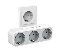 TESSAN Presa USB 5 in 1 con interruttore, presa multipla con adattatore a 3 prese e 2 porte USB, adattatore a doppia spina compatibile con telefono, per ufficio, casa, viaggi